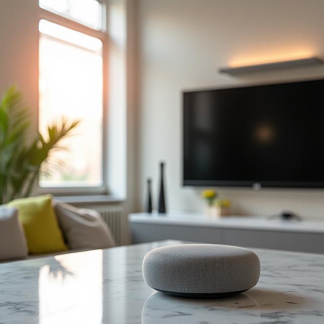 Modern smart home interior featuring automated lighting and sleek consumer electronics