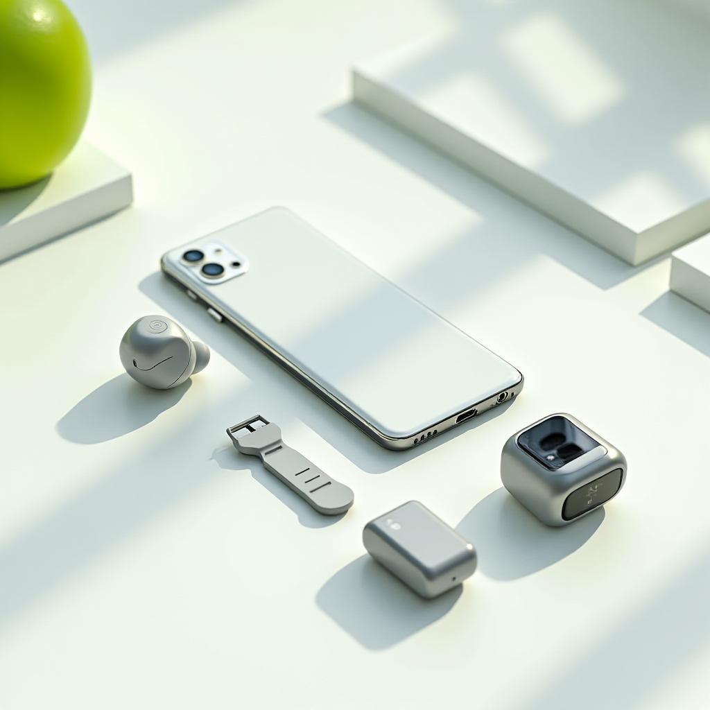 Premium electronic devices and minimalist gadgets layout